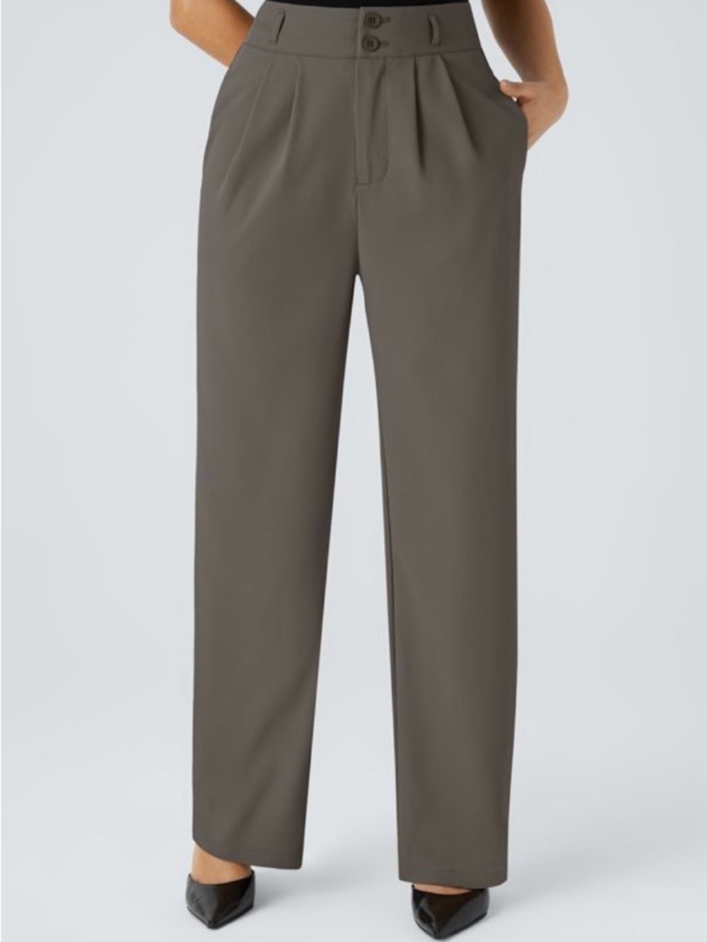 HALARA Flex High Waisted Zipper Pocket Shirred Straight Leg Work Pants
